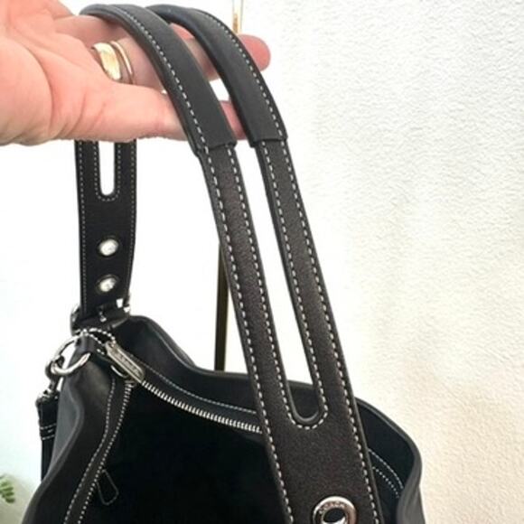 Coach Leather East West Legacy Shoulder Bag Black 1417 Authentic Moto y2k - Picture 6 of 6